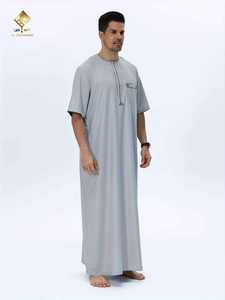 <b>Men's</b> Elegant Arabic <b>Thobe</b> - Soft Long-Sleeve Prayer Robe, Machine Washable,made in professional quality with cotton - Product Image 3