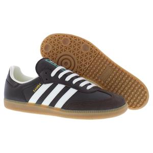 Chaussures Adidas Samba en cuir pour homme, marron foncé, blanc cassé, semelle gum 4, style basketball - Product Image 4