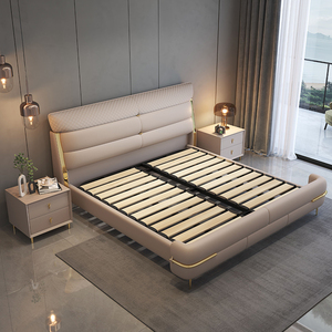 Muebles de Dormitorio Modernos de Madera de Lujo, Camas Tapizadas Suaves, Estructura de Cama Doble Tamaño Completo con Almacenamiento, Diseños Simples y Elegantes - Product Image 4