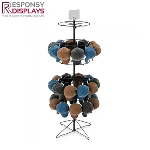 Atacado Metal Hat Rack Display Marca Personalizar Metal Rack Organizador Pendurado Hat Holder Floor Display