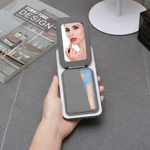 OEM Custom PU Leather MagSafe Magnetic Phone <b>Wallet</b> Stand Credit Card <b>Holder</b> with Makeup Mirror Printing Embossing Logo - Product Image 3