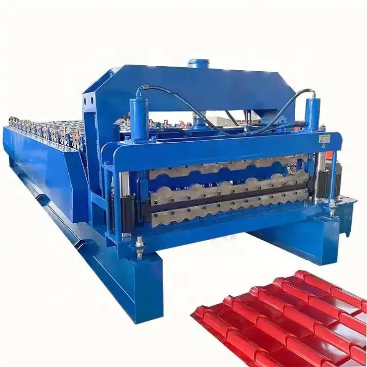 High Efficiency Roof Wall Panel Cold Roll Forming Machine Double Layers Tile Pressing Machine