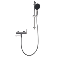 Ensemble de robinetterie de bain et de douche en acier inoxydable 304 sans plomb, mitigeur mural pour baignoire avec douchette à main et barre coulissante pour pommeau de douche
