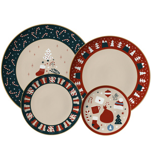 Offre Spéciale Noël : Service de Table en Céramique de Qualité – Assiettes, Plats, Soucoupes, Bols à Salade, Tasses et Soucoupes pour la Décoration de la Maison - Product Image 1