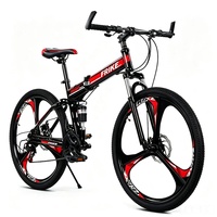 Vélo VTT pliable 26 pouces pour adultes, 21 vitesses, double suspension, freins à disque, acier à haute teneur en carbone, livraison directe usine