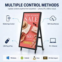 Letrero Digital Tipo A de 1800nit de Alto Brillo, Pantalla para Exteriores con Protección IP65, Laminación Completa, Señalización Publicitaria para Comercios