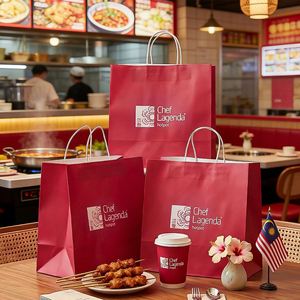 Bolsas de Papel Kraft Biodegradables, Reciclables y Ecológicas Personalizadas con Asas Retorcidas para Restaurantes y Servicios de Catering - Product Image 4