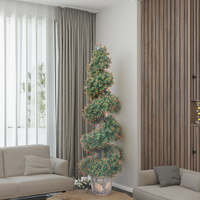 Vente en gros d'herbe verte en plastique rouge orange fruit en spirale buis bonsaï plante artificielle arbre artificiel pour la décoration de la maison et du jardin