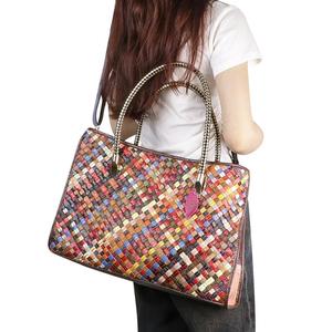 AndoBag Fashion <b>Knitting</b> <b>Tote</b> <b>Bags</b>, Genuine Leather Stitching Shoulder <b>Bag</b>, Top Handle Satchel Purse for Women 1783 - Product Image 6