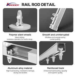 ARODDY 76-216cm <span class=keywords><strong>Tringle</strong></span> à rideaux intelligente, rails de style romain moderne, en alliage d'aluminium durable, manuelle, pour plafond et fenêtre, pour la maison - Product Image 6