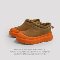 Sepatu Bot Salju Unisex Model Ankle Toe Gaya Timur Laut Musim Dingin Berlapis Bulu Suede Sapi Anti Selip Ekstra Tebal Tahan Air Berlapis Katun