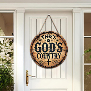 Letrero colgante de madera en stock, placa redonda para puerta, adorno de pared de madera, decoración para fiestas con la Cruz de Dios - Product Image 4