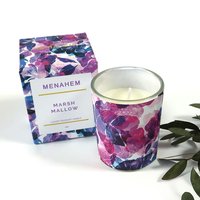 Bougie parfumée en verre imprimé floral, bougie en cire de soja de luxe avec boîte cadeau pour la décoration de la maison et les cadeaux