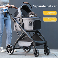 Chariot de transport pliable à quatre roues détachable pour animaux de compagnie, poussette japonaise pour chats et chiens, vente en gros