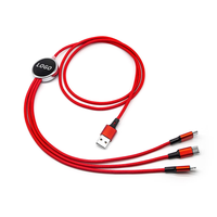 Harga Pabrik Kabel Pengisi Daya Cepat USB Micro Type-c Multifungsi 3 in 1 LED Custom Light up LOGO 1.2m untuk Ponsel