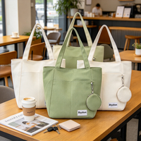 Sac fourre-tout en toile robuste pour femme et fille, sac à bandoulière zippé tendance, sac de shopping personnalisé avec logo pour femme