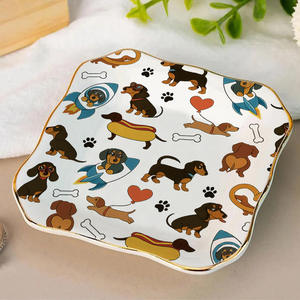 1 adet <span class=keywords><strong>Dachshund</strong></span> baskı desenleri alyans çanak nedime hediye takı çanak nişan yüzüğü tutucu - Product Image 4