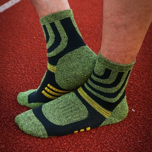 Athletic Socks Mid Calf Cotton Hiking Outdoor Sports Gradient Pattern Military Green And Gray - Product Image 2