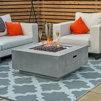 Nouveau style 2026 – Brasero carré en béton FRC de 42 pouces avec foyer au gaz MgO pour extérieur, patio, jardin, fête – Brasero GFRC avec pierres de lave