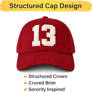 Cappellino da Baseball Delta Sigma Theta 13 con Ricamo in Ciniglia, Regolabile, in Cotone Rosso Cremisi, Cappello Sorority all'Ingrosso - Product Image 2