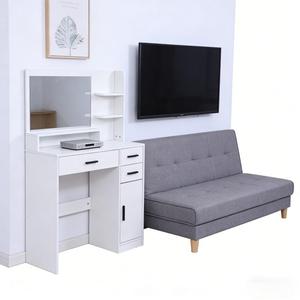 Modern Large <strong>Standing</strong> Wood <strong>Dressing</strong> Vanity <strong>Table</strong> 3-Color Lighting Modes Adjustable Brightness 2 Drawers for Bedroom Hotel Use - Product Image 3