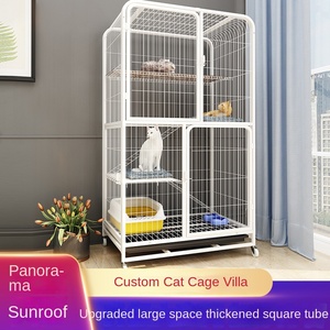 猫饲养笼不锈钢笼猫宠物带4个轮子和<span class=keywords><strong>2</strong></span>个前门定制猫笼 - Product Image 2