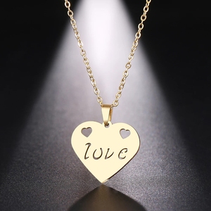 Le donne In acciaio inossidabile cadono innamorati collana con lettera personalizzata con ciondolo Color oro e argento - Product Image 2