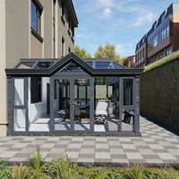 Véranda inclinée en aluminium moderne avec double vitrage trempé, couleur personnalisée, jardin d'hiver pour villa et patio