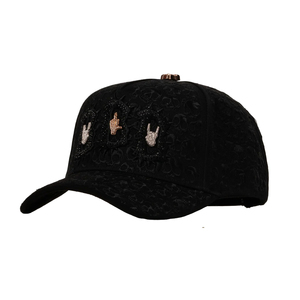 Gorra de Béisbol con Cristales de Imitación, Diseño de Calavera y Letra 'Rock' en el Dedo Medio, Estilo Snapback, Unisex, Venta al Por Mayor - Product Image 3