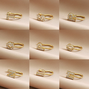 Anneaux de nez en forme de U, 26 lettres, clip d'<span class=keywords><strong>oreille</strong></span>, <span class=keywords><strong>faux</strong></span> <span class=keywords><strong>piercing</strong></span>, pince de nez, manchette de <span class=keywords><strong>cartilage</strong></span>, boucle d'<span class=keywords><strong>oreille</strong></span>, cuivre doré, bijoux corporels non perforés - Product Image 2