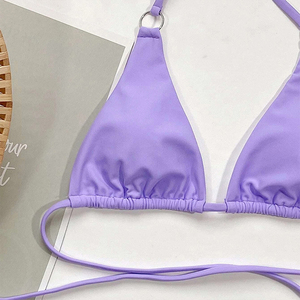 <span class=keywords><strong>Sexy</strong></span> Effen Kleur Bikini Driehoek Badpak Voor Vrouwen Custom Logo String Halter Thong Badmode Biquinis 2022 - Product Image 2