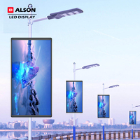 Écran LED extérieur ALSON P10, écran LED intelligent pour rue extérieure, écran LED pour poteau d'éclairage public, affichage LED pour poteau d'éclairage routier