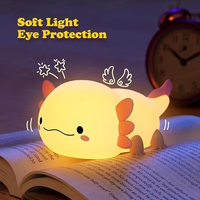 Lampe de chevet en silicone Axolotl mignonne, à commande tactile, rechargeable par USB, pour bébé et enfant
