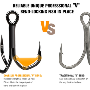 Bulk Treble <strong>Hooks</strong> 3X Strong Forged High Carbon Steel <strong>Black</strong> Nickel V Bend Bass Trout Saltwater Freshwater Fishing <strong>Hooks</strong> - Product Image 4