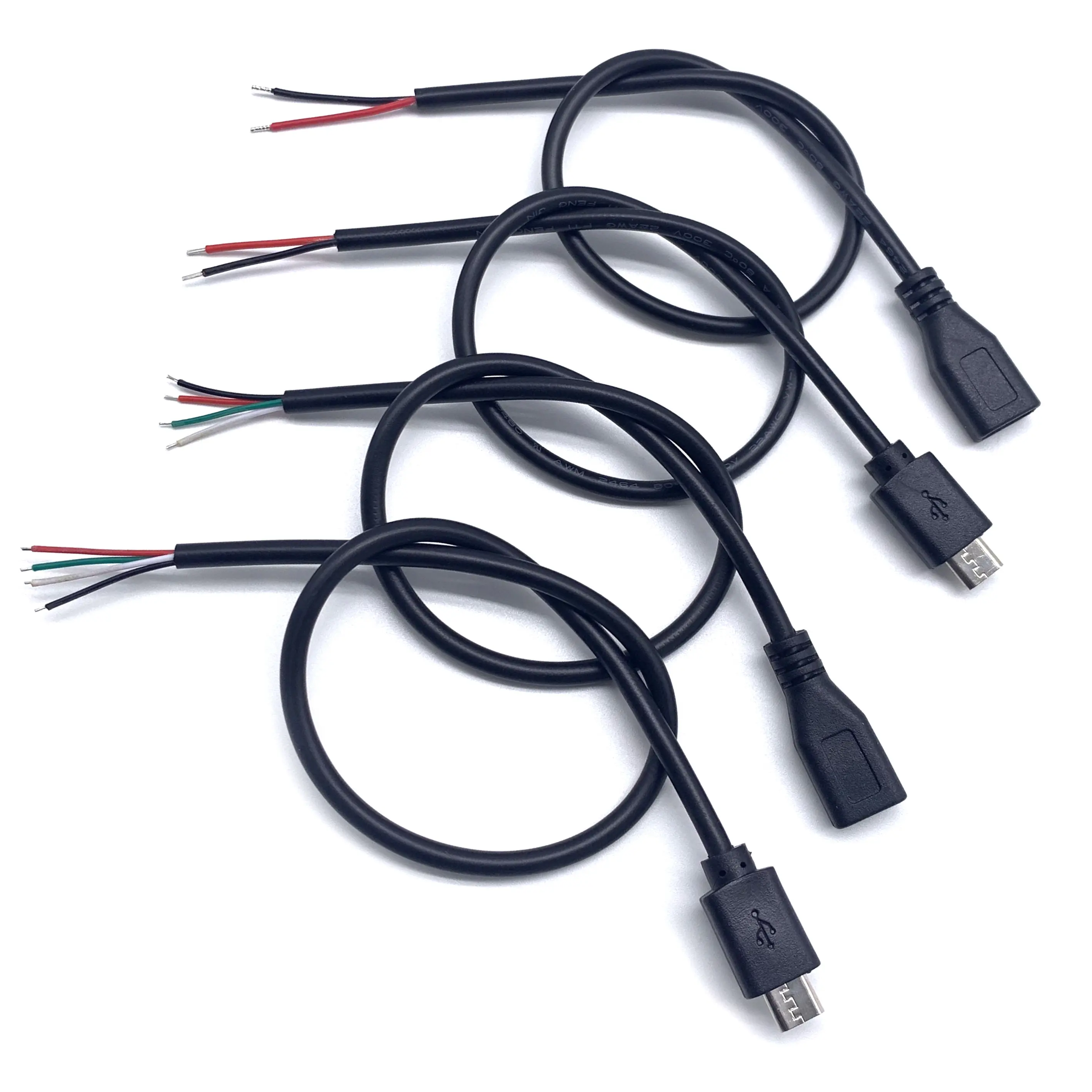 Micro-Stecker Buchse 2-adrig 4-adrig 0,3 m 1m USB-Kabel anpassen Micro-Stecker Buchse auf 4-adriges Kabel offenes Ende