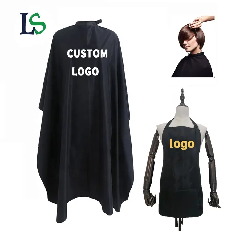 wholesale custom logo waterproof gown aprons haircut hairdressing salon black barber cape