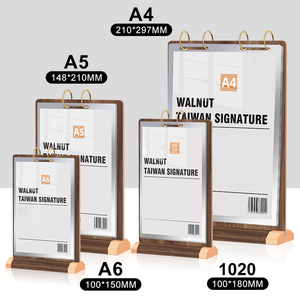 A4a5a6 quả óc chó màu đen để bàn thực đơn nhà hàng Áp phích giữ dấu hình chữ T với bảng giá trang lật bằng gỗ - Product Image 2