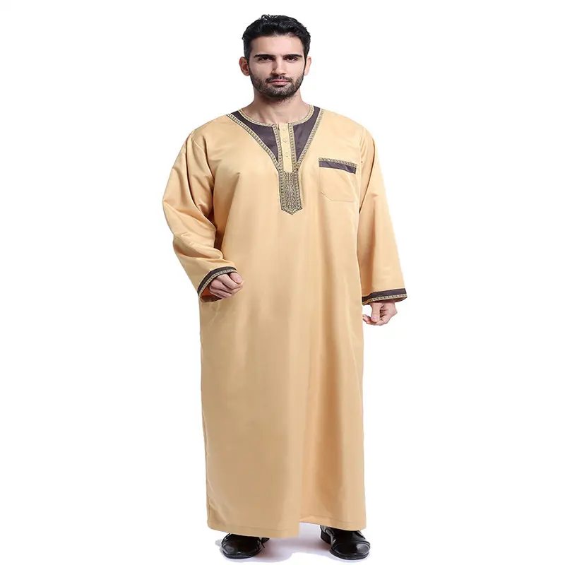 Hot Spot Sales Black Palestine Jubba Arab Vietnam Omani Men's Manufacturing 2023 Fashion Fabric Men Muslim Thobe