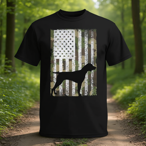 Camiseta con estampado de bandera americana de camuflaje para hombre, color negro, talla mediana, de German Shorthaired Pointer - Product Image 3