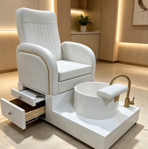 เก้าอี้นวดเท้าไฟฟ้าสีขาวสำหรับร้านทำเล็บแบบปรับเอนได้ - Product Image 2