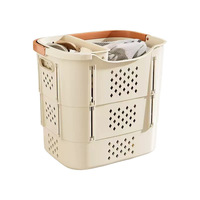 Panier à linge pliable en plastique grande capacité avec poignée pour le tri et le rangement des vêtements domestiques, design moderne et écologique