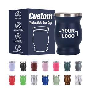 Vente flash : <span class=keywords><strong>Tasse</strong></span> à yerba mate de 8 oz en acier inoxydable, mug à thé sous vide <span class=keywords><strong>pour</strong></span> thé chaud, logo personnalisé, forme de petite gourde, gobelets à mate classiques - Product Image 1