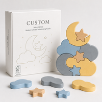 Puzzle empilable en bois sur le thème du ciel, jouets Montessori en bois pour enfants, jeu familial, éducation précoce, apprentissage de la perception esthétique