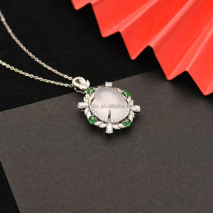 Colgante de Jadeíta Clásico de Color Hielo Qingyabailu Feicui, Gema de Grado A, Forma de Calabaza, Engaste de Garra, para Aniversario, Terceros - Product Image 3