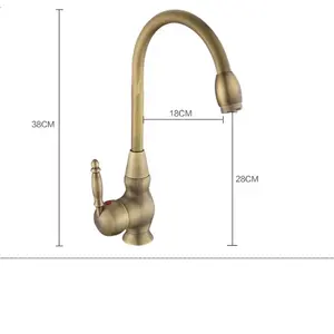 Lavabo antiguo europeo de cobre, grifo de fregadero de cocina giratorio de 360 grados, caliente y fría, <span class=keywords><strong>retro</strong></span> - Product Image 1