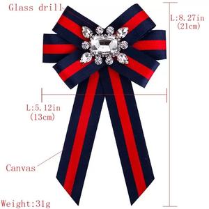 Hepound新ヨーロッパイギリス系アメリカ人スタイルシャツフラワーアクセサリーブローチねじリボンラインストーンボウティー襟ピン卸売 - Product Image 2