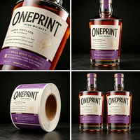 Autocollants en papier adhésif holographique de haute qualité, durables, imprimés UV, pour étiquettes de tequila, whisky, aliments, café, jus, médicaments