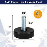 Nivelador de Rosca Ajustable de Acero M6 1/4-20 de Alta Calidad, Personalizado en Todos los Tamaños, Superficie Galvanizada, Base de Plástico PP y Metal
