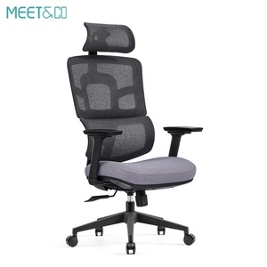 Chaise de bureau moderne, élégante et confortable pour manager, pivotante, ergonomique, convertible, en nylon, plastique et tissu, réglable - Product Image 3