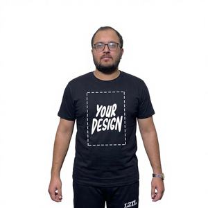 Camiseta de Manga Corta con Cuello Redondo, 100% Algodón Transpirable, Talla Grande, con Impresión de Logotipo Personalizado en la Parte Delantera, Venta al Por Mayor - Product Image 1